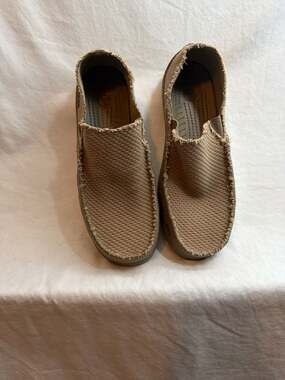 Crocs Men's Santa Cruz Canvas Slip-On Loafer Khaki